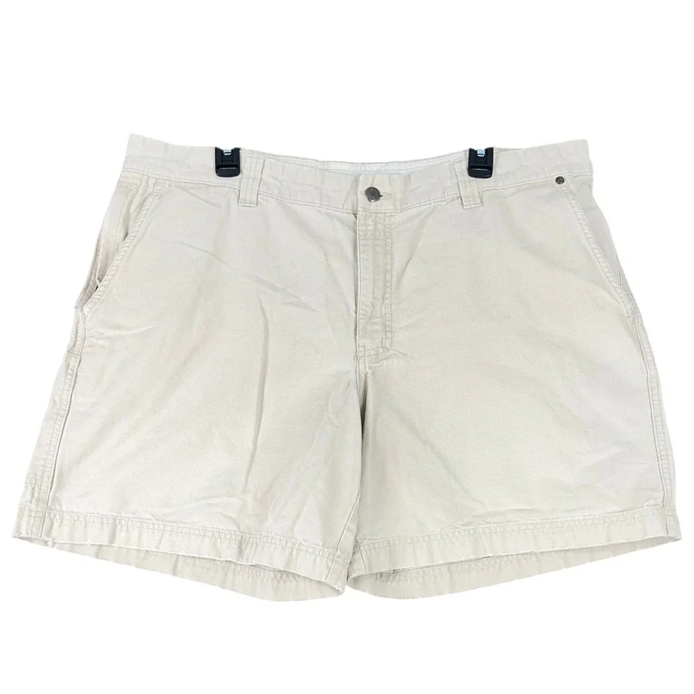 Columbia Canvas Khaki‎ Chino Utility Cargo Fishing Hiking Shorts 40 8L Mens